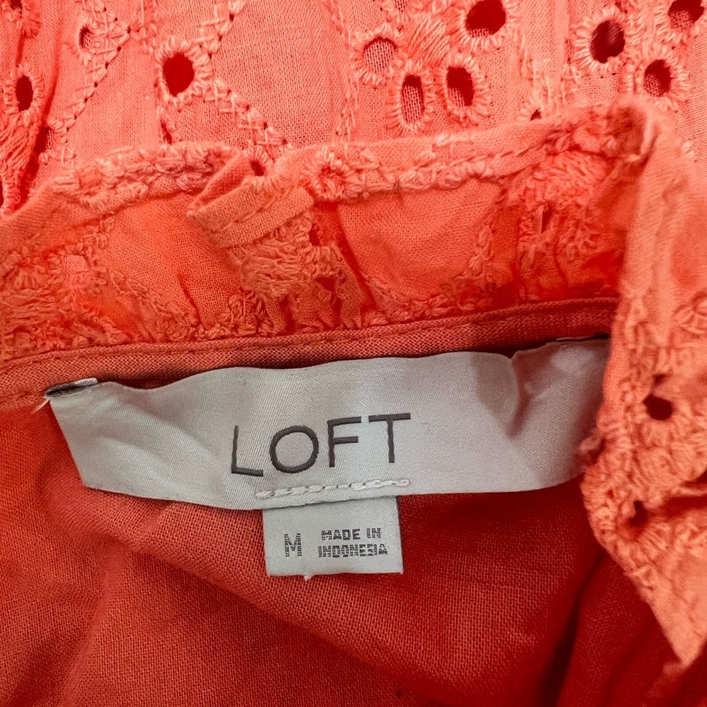 LOFT Coral Eyelet Mini Dress - Picture 7 of 11